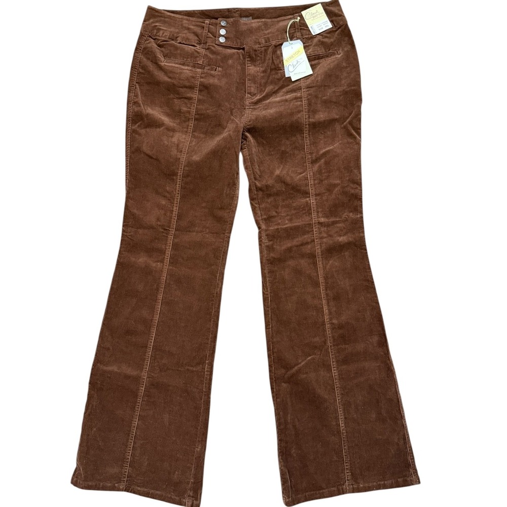Clash Jeans 70s Style Retro Boho Brown Corduroy Wide Leg Stretch Pants 2XL NWT